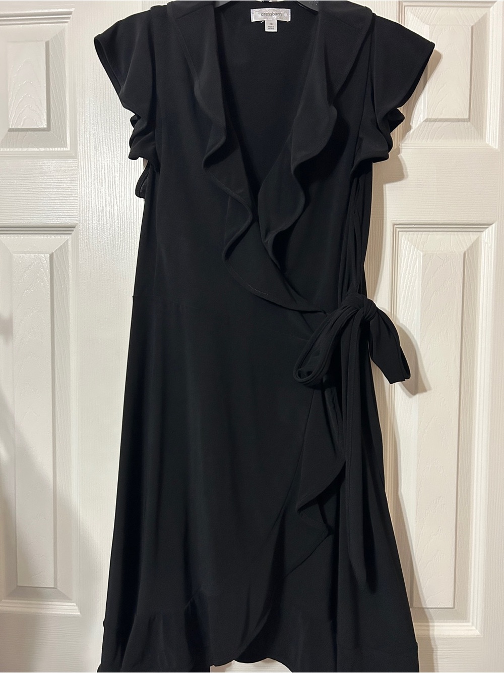 dressbarn Black Ruffle Wrap Midi Dress